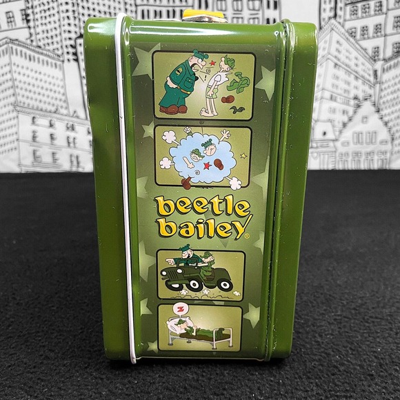 Beetle Bailey Metal Army Green Lunch Box 2002 Bosley Boxes Vintage Comic Themed - Picture 7 of 14